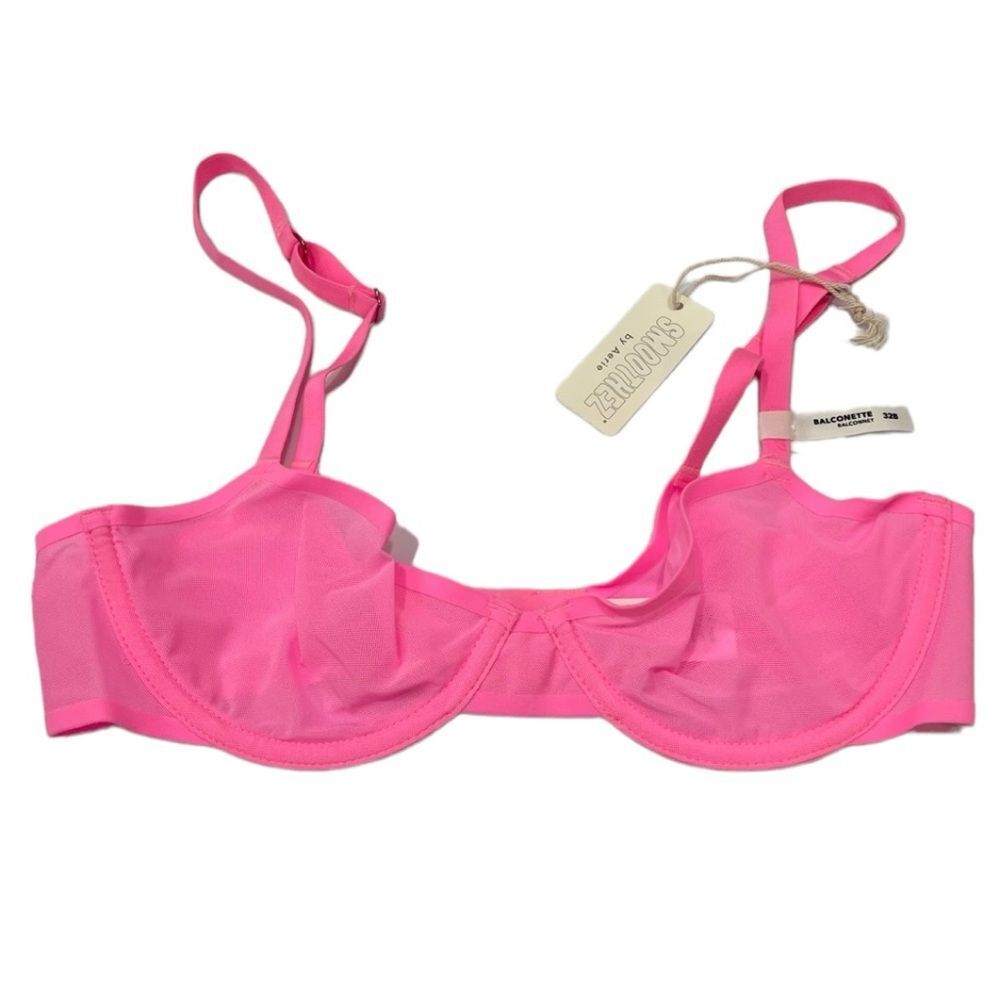 NWT Aerie Smoothez Mesh Unlined Pink Bra Size 32B
